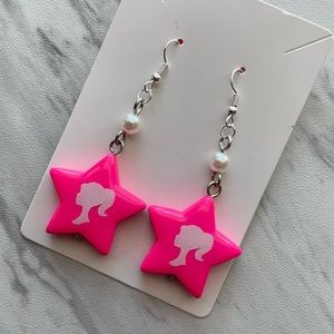 pink star doll earrings